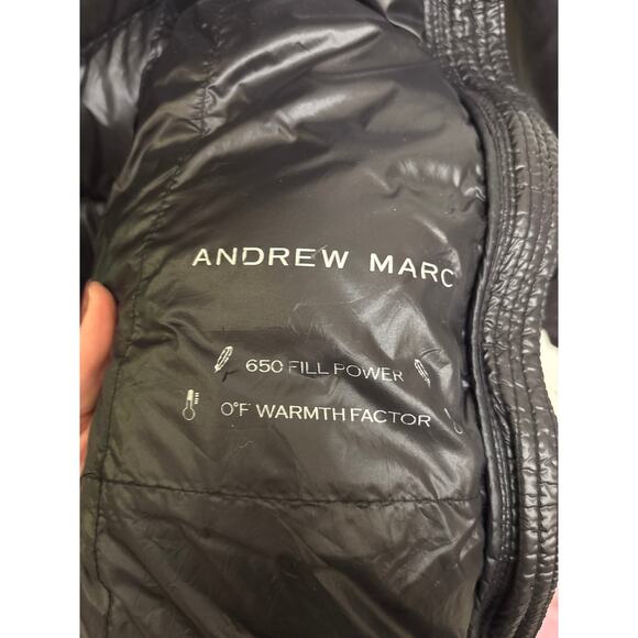 Andrew Marc Jacket Women Large Packable Lightweight Premium 650 Down Black Shiny - Picture 5 of 7